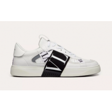 LOW-TOP CALFSKIN VL7N SNEAKER WITH BANDS-WHITE/ BLACK YS0C58WRQ_24P